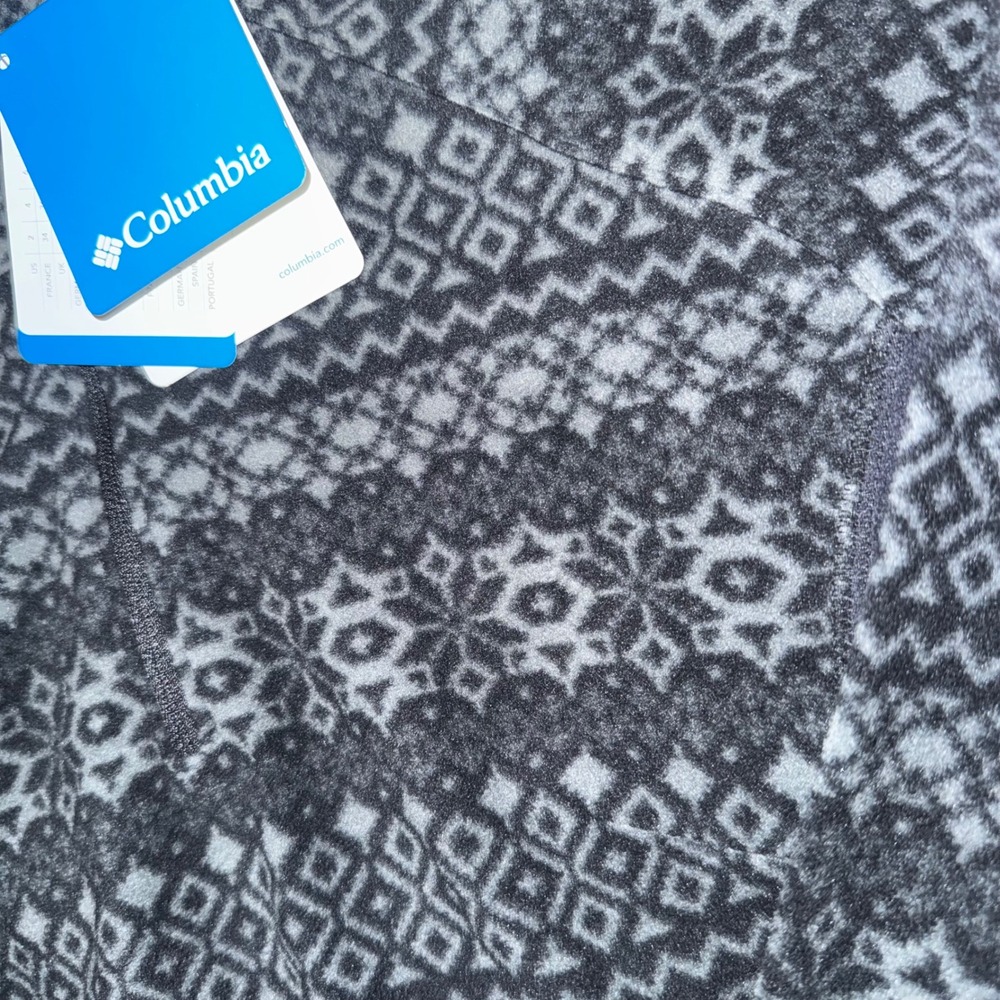 Columbia Glacial IV Fleece Pullover Womens XS Black Grey Fair Isle 1/4 Zip NEW